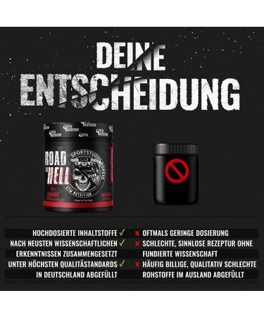 Road to Hell 2.0 Ultra Hardcore Pre Workout Booster - Vegan Powder with ATP L-Arginine Citrulline & Caffeine - 400g | Sportstudio Popeye Ice Tea Peach Flavor - Buy Online on GoSupps.com