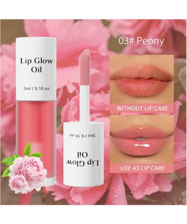 Hydrating Lip Glow Oil - Moisturizing Lip Plumper Gloss for Dry Lips | Peony Transparent Lip Oil & Balm - Buy Online on GoSupps.com