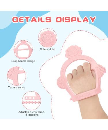 Vicloon Baby Silicone Teething Rings - BPA-Free Lion Bite Toys for 3+ Months - 2PCs Set in Pink - Dental Aid & Massage - Buy Online on GoSupps.com