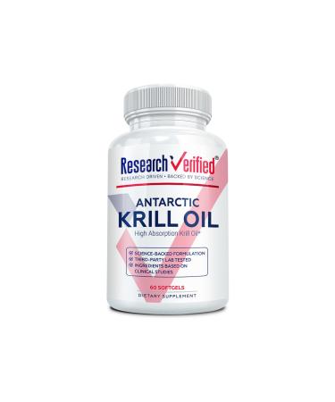 Research Verified Antarctic Krill Oil - Improve Heart Function Boost Cognition - 2000mg - 60 Softgels - Made in The USA 1