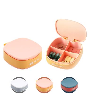 Pill Organizer 4 Times a Day Pill Box Organizer Small Pill Case for Supplement Vitamin Medicine Organizer (Pink 1PCS)
