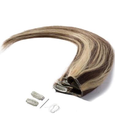 Real Remy Clip In Hair Extensions 8PCs - 40cm Medium Brown/Dark Blonde - 90g Smooth Quality - Buy Online on GoSupps.com