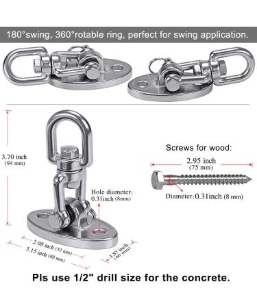 SELEWARE Swing Hangers | Heavy-Duty 360 Swivel Set Brackets (2 Pack) | 2000 lb Capacity Stainless Steel | Playground Porch Swing, Chair, Yoga Hammock, Tire Pod | Anti-Rust SUS304 - Buy Online on GoSupps.com