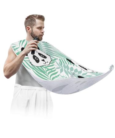 Beard Bib Apron Beard Bib Hair Catcher for Men Shaving and Trimming Non-Stick Waterproof Beard Cape Grooming Cloth Cute Panda Paint