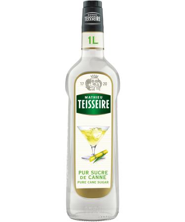 Mathieu Teisseire Pure Cane Sugar Syrup for Drinks Hot and Cold Drinks Preparations with or without Alcohol 1L Bottle