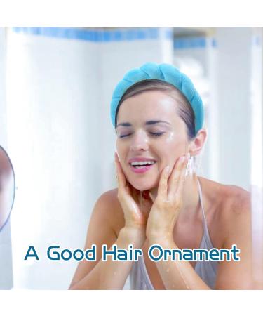 Pipihome Puffy Spa Headband for Women Sponge Terry Towel Cloth Fabric Head Band Puffy Makeup Headband for Skincare Face Washing Makeup Removal Shower Facial Mask (Blue) - Buy Online on GoSupps.com