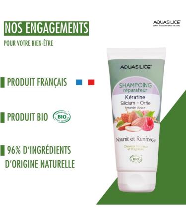 Certified Organic Keratin Repair Shampoo - COSMOS ORGANIC COSMEBIO - AQUASILICE - Made in France - Buy Online on GoSupps.com