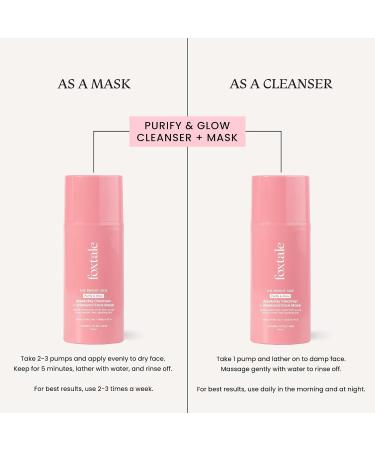 Fox.tale Purify & Glow Cleanser + Clay Mask - Deep Pore Cleanser for All Skin Types Brightening Exfoliating Facial - 100ml - Buy Online on GoSupps.com