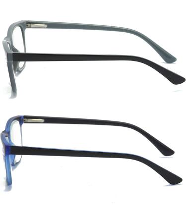 MMOWW 2-Pack Reading Glasses for Men & Women - Anti-Blue Light Computer Glasses with Spring Hinges (Gray & Blue 1.5x) - Buy Online on GoSupps.com