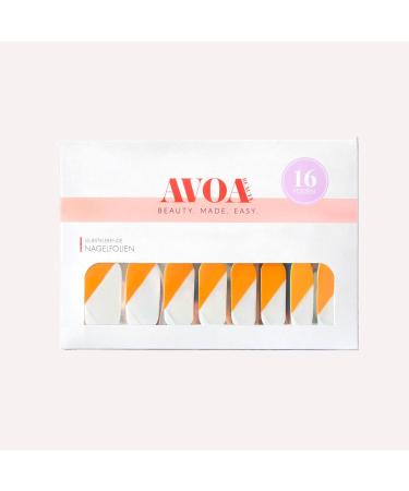 Avoa Beauty Nail Film - Bright White & Orange Edgy Nail Art Design | 16 Long-Lasting Self-Adhesive Wraps - Buy Online on GoSupps.com