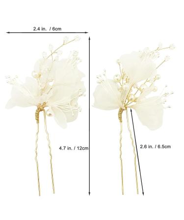Pearl Wedding Hair Pins 2Pcs - White Flower Bridal Hair Pieces for Women & Flower Girls - Buy Online on GoSupps.com
