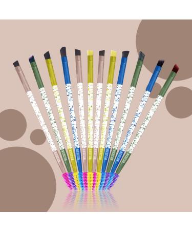 MUJGAN 12 Pieces Duo Eyebrow Brush Angled Eye Brow Brush and Spoolie Brush Mini Eyelash Brush for Tinting Angled Eyebrow Fit for Gel and Cream - Buy Online on GoSupps.com
