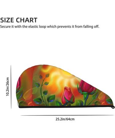 Hair Towel Wrap - Quick Drying Towel Turban with Button | Rose Psychedelic Design - Buy Online on GoSupps.com