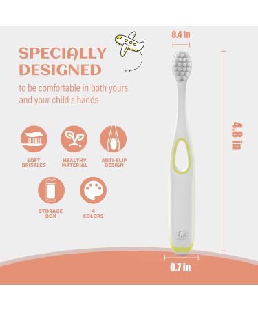 12-Pack Kids Toddler Extra Soft Toothbrushes for Delicate Teeth & Gums | Ages 2+ | Boy & Girl Toothbrush Set in Pink, Yellow, Blue, Green - Buy Online on GoSupps.com