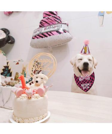 BAYINSHIDM Dog Birthday Party Supplies Bandana Dog Hat Triangle Scarf Cute Dog Bow Tie Collar (Blue) - Buy Online on GoSupps.com
