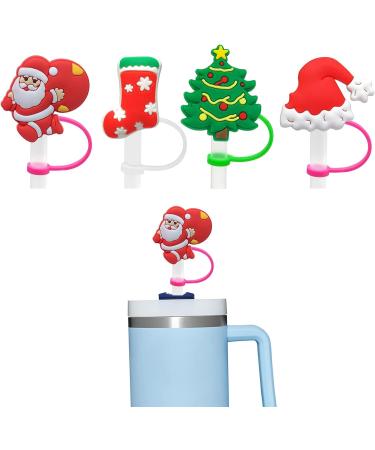 CHENZILIN Drinking Straws 4Pcs Soft Silicone Straw Covers Dustproof Drinking Straw Caps Straw Toppers Christmas Cartoon Straw Cover Caps Ornament - Buy Online on GoSupps.com