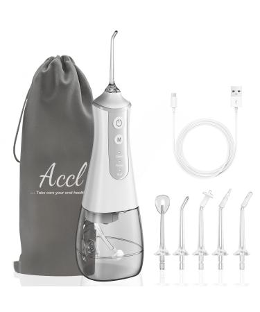 Water Flosser Cordless Teeth Cleaner 350ML Portable Cordless Dental Oral Irrigator for Tooth Care Home Use and Travel 3 Modes with 5 Jet Tips & Travel Bag-White White 350ML
