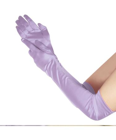 NQEUEPN Women Long Gloves Long Elbow Satin Gloves 21" Stretchy 1920s Opera Gloves Hand Care Moisturizing Gloves for Women Girls Evening Party Dance (Light Purple) - Buy Online on GoSupps.com