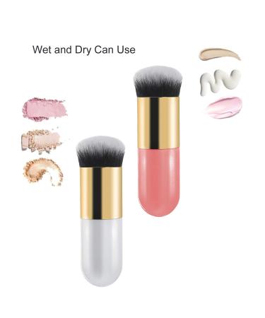 2-Piece Chubby Makeup Brush Set for Liquid, Cream, and Powder Cosmetics - Golden & Pink - Buy Online on GoSupps.com