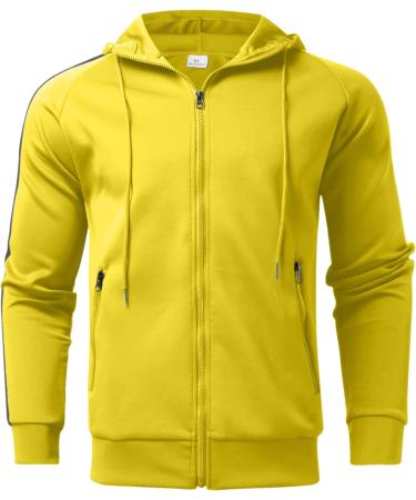 Shop Hanxiulin Men's Training Suits | Casual Zipper Hooded Jacket & Jogging Suit - Yellow 3XL | Perfect Sports Clothing for Running & Leisure - Buy Online on GoSupps.com