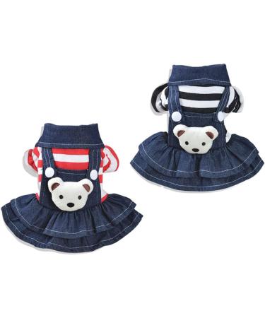 Angoily Dog Spring Dresses Dress for Summer Jeans for Girls Pet Apparel Dress with Bow Girls Nightgowns Classy Dress Summer Jeans Spring Dresses for Work Dog Dress Stripe Pet Supplies S As Shown - Buy Online on GoSupps.com
