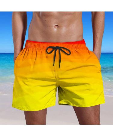 COJCOIHN Men's Quick Dry Beach Shorts with Pockets - Yellow Large (S-6XL) | Plus Size Swim Trunks - Buy Online on GoSupps.com