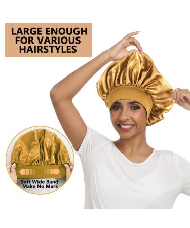 6PCS Satin Bonnets for Black Women  Large Braids Bonnet Wide Band Hair Bonnets  A #6pcs-a - Buy Online on GoSupps.com
