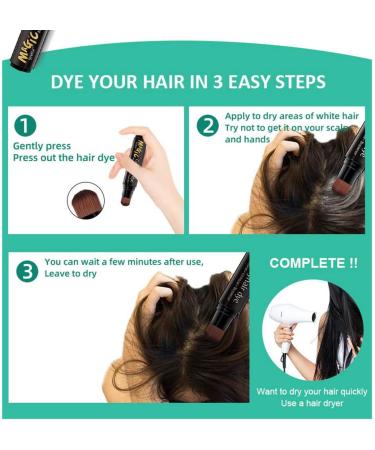 gowwim Temporary Hair Dye Pen Brush Root Touch Up Hair Colour Instant Root Concealer Cover Grey White Hair Root(Black) - Buy Online on GoSupps.com