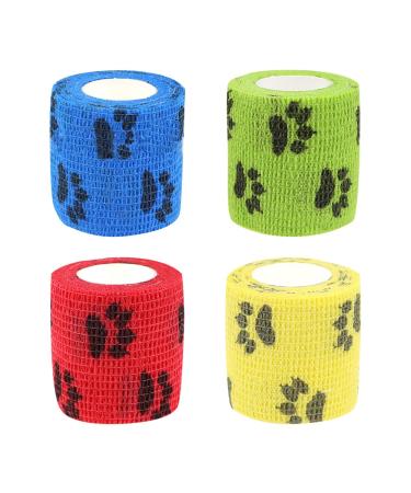 4 Rolls 5 cm x 4.5 m Adhesive Pet Wrap Bandage Elastic Bandage Tape Stretch Athletic Bandage Sport Bandages for Ankles Wrist Bandage Breathable Bandages for Dogs