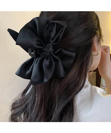 Jumwrit Big Bow Hair Claw Clip - French Design for Strong Hold - Black Fashion Hair Accessories for Women and Girls - Buy Online on GoSupps.com