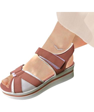 Juzinqu Women Sandals - Thick Sole Flat Hiking Sandals with Adjustable Straps for Beach & Shopping - Pink 36 EU - Buy Online on GoSupps.com