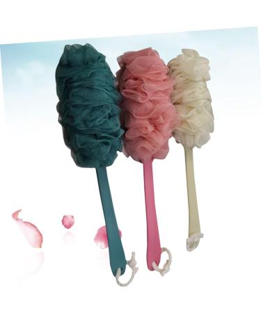 Buy Wooden Long Handle Bath Flower Sponge Set | Exfoliating Shower Balls & Towels - 3pcs for Ultimate Bath Experience - Buy Online on GoSupps.com