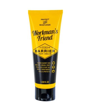 Workmans Friend Barrier Skin Cream - Moisturizes Heals  Restores Dry Cracked Skin - Shields Harsh Chemicals  Plant Oils - 3.38 ounce Unscented  3.38 Fl Oz (Pack of 1)