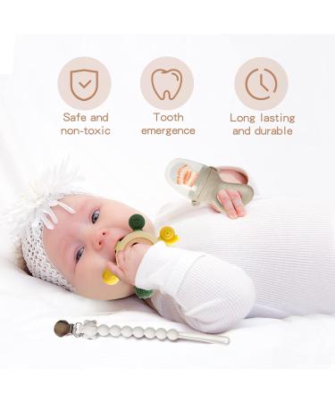 Baby Teething Toys Set for 0-12 Months | Soft Silicone Chew Toys | Fruit Food Feeder Pacifier (3 Pack) - Green - Buy Online on GoSupps.com