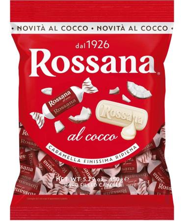 Italian Gourmet E.R. Rossana al Cocco Caramelle Candies Bonbon Lollies Pack of 6 hard candies with a creamy milk and coconut filling 150g bag + Italian Gourmet Polpa di Pomodoro 400g box