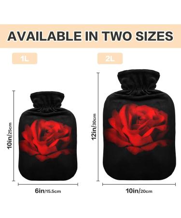 Hot Water Bottle 2L with Cover - Red Rose Design for Pain Relief | Hand & Feet Warmer for Winter - Buy Online on GoSupps.com