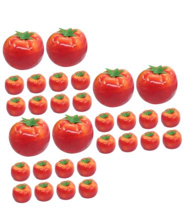 Zerodeko 30 Pcs Imitation Tomato Realistic Vegetable Model Simulated Tomato Model Fake Grapes Home Decoration Photo Prop Faux Plants Tomato Fake Fruit Red Foam Cherry Tomatoes