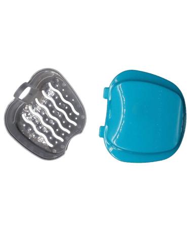 Obanim 2-Piece Prosthesis Bathing Builder Box Holder - Travel Storage Container with Sieve Basket for False Teeth Cleaning (White/Blue) - Buy Online on GoSupps.com