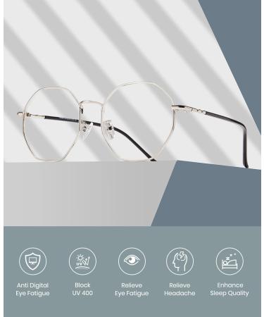 Cyxus Blue Light Filter Glasses - Stylish Non-Prescription Gaming Glasses for Men & Women - Silver Frame for PC TV & Tablet - Buy Online on GoSupps.com