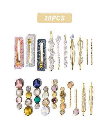 20 Women's Pearl Hair Clips - Fashion Hair Pins & Vintage Decorative Gold Clips for Weddings & Valentine's Day - Buy Online on GoSupps.com