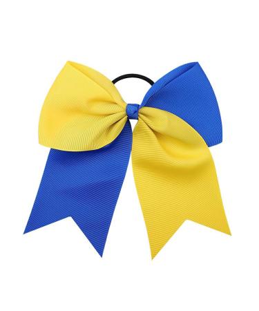 CLSSLVVBN Large Hair Band Bow Knot Elastic Color Matchig Decorative Ponytail Holder Hairs Rope Seamless Scrunchies Accessories Blue+Yellow