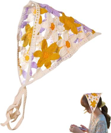 Knit Headbands For Women | Floral Crochet Head Scarf Bandanas Headbands - Bandana Headband Tie Knitted Headscarf Hair Bandanas For Women Girls Head Kerchief B One Size - Buy Online on GoSupps.com