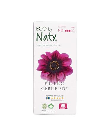 Eco by Naty Tampons with applicator - Super 14 tampons. Plant-Based Vegan 100% Organic Cotton Super (14 tampons with applicator)