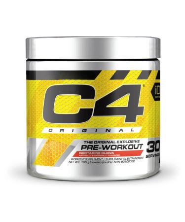C(4) Original Pre Workout Powder | Increased Energy Focus Nitric Oxide Pre Workout | Energy Support with Caffeine Beta Alanine Creatine Nitrate | 30 Servings (Nectarine Guava) Nectarine Guava 30 Servings