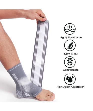 Neotech Care Ankle Brace Support - Adjustable Compression Strap - Grey - Size M 1 Pair - Buy Online on GoSupps.com