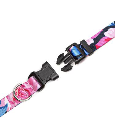 Suredoo Adjustable Soft Nylon Dog Collar for Small & Medium Dogs - Pink Flower Design Comfort Fit (M: 33-55 cm Neck) - Buy Online on GoSupps.com