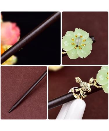 Lurrose Floral Wooden Hairpin Chinese Style Hair Stick Vintage Hair Accessories for Women Lady - Buy Online on GoSupps.com