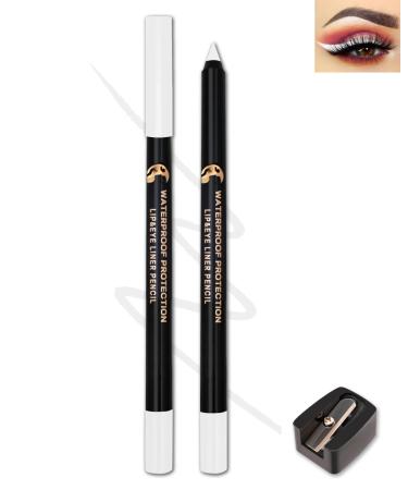 White Eyeliner for Waterline Sharpenable Multi-Use Matte Gel Eyeliner Waterproof Smudge-Proof Long Lasting Colored Eye Liner Pencil Makeup with Sharpener Smooth Cream Brightener Dineador De Ojos-13 13 White