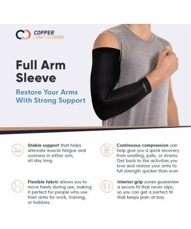 Copper Compression Arm Brace - Large Sleeve for Arms, Forearm, Bicep - Ideal for Tennis Elbow, Basketball, Golf, Arthritis - Copper Infused for Tendonitis, Bursitis, Osteoporosis - Post Surgery & Physical Therapy Support - 1 Count - Buy Online on GoSupps.com