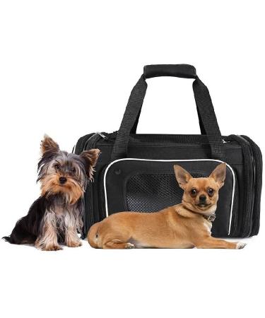 Smiling Paws Pets - TSA Airline Approved Pet Carrier for Small Dogs and Cats - Expandable - Compact & Collapsible Travel Dog Cat Carrier - 9 Inches Tall - Fits Under Airplane Seat (17"x11"x9")